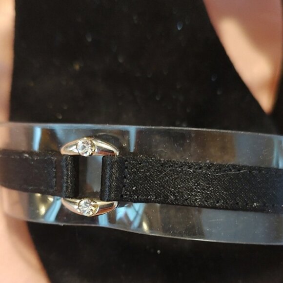 Onex Strappy Sandals Black and Silver with Rhinestone Buckle Kitten Heels Size 7 - Picture 6 of 10